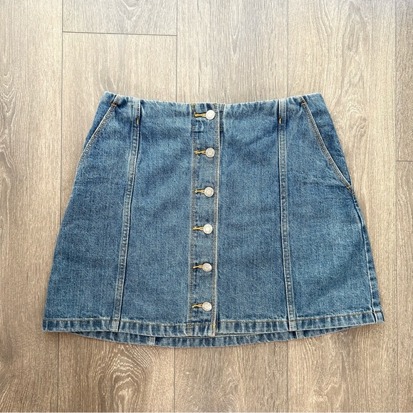 Aritzia Wilfred Free Ahrens Denim Mini Skirt Medium Wash Blue Size 6 - Picture 4 of 8
